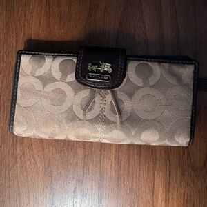 Coach Tan and Brown Signature Wallet